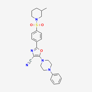 molecular formula C26H29N5O3S B2675446 2-{4-[(3-Methylpiperidin-1-yl)sulfonyl]phenyl}-5-(4-phenylpiperazin-1-yl)-1,3-oxazole-4-carbonitrile CAS No. 941248-50-6