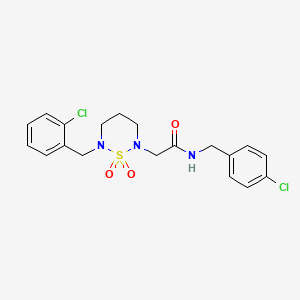 molecular formula C19H21Cl2N3O3S B2675448 N-(4-chlorobenzyl)-2-(6-(2-chlorobenzyl)-1,1-dioxido-1,2,6-thiadiazinan-2-yl)acetamide CAS No. 946370-54-3