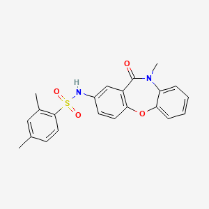 molecular formula C22H20N2O4S B2675453 2,4-dimethyl-N-(10-methyl-11-oxo-10,11-dihydrodibenzo[b,f][1,4]oxazepin-2-yl)benzenesulfonamide CAS No. 922061-52-7