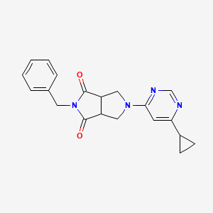 molecular formula C20H20N4O2 B2675454 5-Benzyl-2-(6-cyclopropylpyrimidin-4-yl)-1,3,3a,6a-tetrahydropyrrolo[3,4-c]pyrrole-4,6-dione CAS No. 2415462-94-9