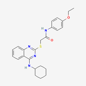 molecular formula C24H28N4O2S B2675458 2-[4-(cyclohexylamino)quinazolin-2-yl]sulfanyl-N-(4-ethoxyphenyl)acetamide CAS No. 422533-44-6