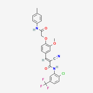 molecular formula C27H21ClF3N3O4 B2675464 (E)-N-[2-chloro-5-(trifluoromethyl)phenyl]-2-cyano-3-[3-methoxy-4-[2-(4-methylanilino)-2-oxoethoxy]phenyl]prop-2-enamide CAS No. 561004-00-0