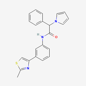 molecular formula C22H19N3OS B2675481 N-(3-(2-methylthiazol-4-yl)phenyl)-2-phenyl-2-(1H-pyrrol-1-yl)acetamide CAS No. 1351582-38-1