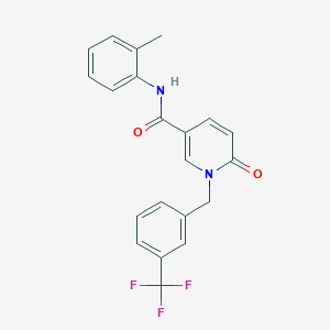 molecular formula C21H17F3N2O2 B2675493 N-(2-methylphenyl)-6-oxo-1-[[3-(trifluoromethyl)phenyl]methyl]pyridine-3-carboxamide CAS No. 942009-65-6