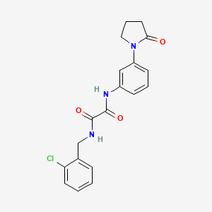 molecular formula C19H18ClN3O3 B2675496 N1-(2-chlorobenzyl)-N2-(3-(2-oxopyrrolidin-1-yl)phenyl)oxalamide CAS No. 942012-38-6