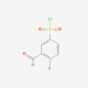 molecular formula C7H4ClFO3S B2675521 4-Fluoro-3-formylbenzenesulfonyl chloride CAS No. 2470439-45-1