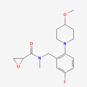 molecular formula C17H23FN2O3 B2675527 N-[[5-Fluoro-2-(4-methoxypiperidin-1-yl)phenyl]methyl]-N-methyloxirane-2-carboxamide CAS No. 2411195-31-6