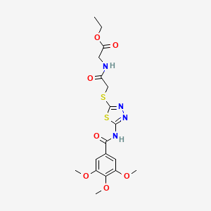 B2675540 Ethyl 2-(2-((5-(3,4,5-trimethoxybenzamido)-1,3,4-thiadiazol-2-yl)thio)acetamido)acetate CAS No. 893150-04-4