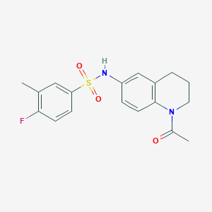 molecular formula C18H19FN2O3S B2675545 N-(1-acetyl-1,2,3,4-tetrahydroquinolin-6-yl)-4-fluoro-3-methylbenzene-1-sulfonamide CAS No. 1005299-73-9