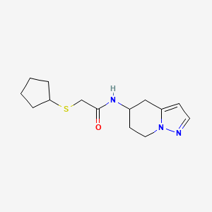 molecular formula C14H21N3OS B2675547 2-(cyclopentylsulfanyl)-N-{4H,5H,6H,7H-pyrazolo[1,5-a]pyridin-5-yl}acetamide CAS No. 2034339-51-8