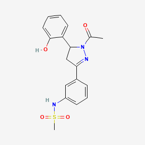 molecular formula C18H19N3O4S B2675548 N-{3-[1-acetyl-5-(2-hydroxyphenyl)-4,5-dihydro-1H-pyrazol-3-yl]phenyl}methanesulfonamide CAS No. 868212-10-6