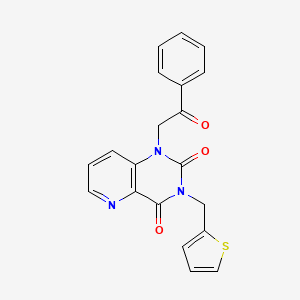 molecular formula C20H15N3O3S B2675566 1-(2-oxo-2-phenylethyl)-3-(thiophen-2-ylmethyl)pyrido[3,2-d]pyrimidine-2,4(1H,3H)-dione CAS No. 955801-35-1