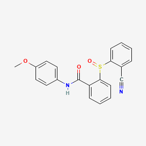 molecular formula C21H16N2O3S B2675567 2-(2-cyanobenzenesulfinyl)-N-(4-methoxyphenyl)benzamide CAS No. 477710-67-1