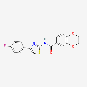 molecular formula C18H13FN2O3S B2675573 N-[4-(4-fluorophenyl)-1,3-thiazol-2-yl]-2,3-dihydro-1,4-benzodioxine-6-carboxamide CAS No. 377767-08-3