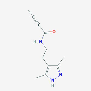 molecular formula C11H15N3O B2675577 N-[2-(3,5-Dimethyl-1H-pyrazol-4-yl)ethyl]but-2-ynamide CAS No. 2411198-92-8