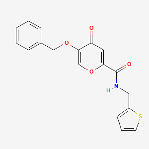 molecular formula C18H15NO4S B2675593 5-(benzyloxy)-4-oxo-N-(thiophen-2-ylmethyl)-4H-pyran-2-carboxamide CAS No. 1021134-54-2