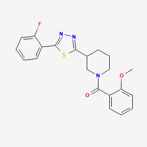 (3-(5-(2-Fluorophenyl)-1,3,4-thiadiazol-2-yl)piperidin-1-yl)(2-methoxyphenyl)methanone
