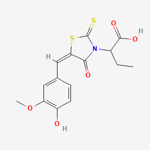 2-[(5E)-5-[(4-hydroxy-3-methoxyphenyl)methylidene]-4-oxo-2-sulfanylidene-1,3-thiazolidin-3-yl]butanoic acid