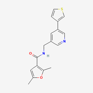 2,5-dimethyl-N-((5-(thiophen-3-yl)pyridin-3-yl)methyl)furan-3-carboxamide