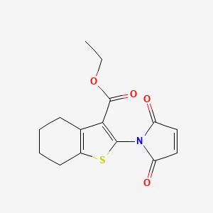 molecular formula C15H15NO4S B2675638 Ethyl 2-(2,5-dioxo-2,5-dihydro-1H-pyrrol-1-yl)-4,5,6,7-tetrahydro-1-benzothiophene-3-carboxylate 