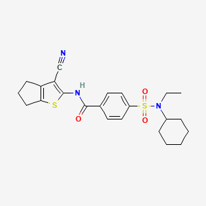 molecular formula C23H27N3O3S2 B2675641 N-{3-cyano-4H,5H,6H-cyclopenta[b]thiophen-2-yl}-4-[cyclohexyl(ethyl)sulfamoyl]benzamide CAS No. 919855-87-1
