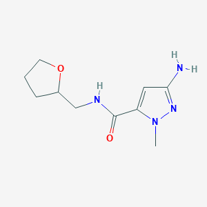 molecular formula C10H16N4O2 B2675664 3-amino-1-methyl-N-(tetrahydrofuran-2-ylmethyl)-1H-pyrazole-5-carboxamide CAS No. 1823239-22-0