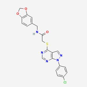 N-(benzo[d][1,3]dioxol-5-ylmethyl)-2-((1-(4-chlorophenyl)-1H-pyrazolo[3,4-d]pyrimidin-4-yl)thio)acetamide