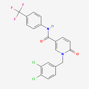 molecular formula C20H13Cl2F3N2O2 B2675688 1-[(3,4-dichlorophenyl)methyl]-6-oxo-N-[4-(trifluoromethyl)phenyl]pyridine-3-carboxamide CAS No. 338782-51-7