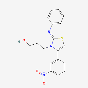 molecular formula C18H17N3O3S B2675691 (Z)-3-(4-(3-nitrophenyl)-2-(phenylimino)thiazol-3(2H)-yl)propan-1-ol CAS No. 928199-27-3