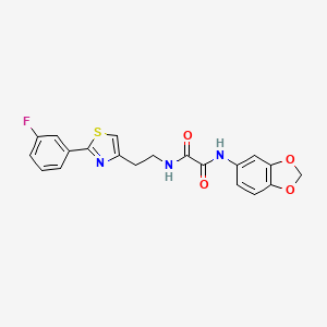 molecular formula C20H16FN3O4S B2675694 N-1,3-benzodioxol-5-yl-N'-{2-[2-(3-fluorophenyl)-1,3-thiazol-4-yl]ethyl}ethanediamide CAS No. 932987-34-3