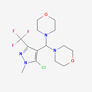 molecular formula C14H20ClF3N4O2 B2675702 4-[[5-chloro-1-methyl-3-(trifluoromethyl)-1H-pyrazol-4-yl](morpholino)methyl]morpholine CAS No. 956754-27-1