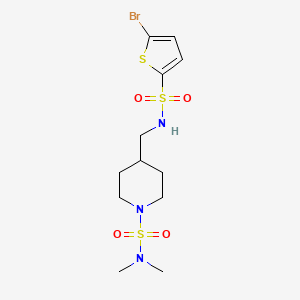 molecular formula C12H20BrN3O4S3 B2675705 4-((5-bromothiophene-2-sulfonamido)methyl)-N,N-dimethylpiperidine-1-sulfonamide CAS No. 2034414-21-4
