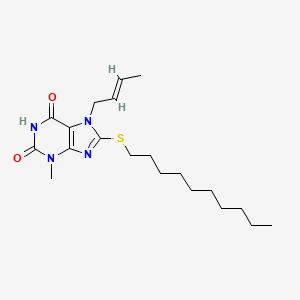 molecular formula C20H32N4O2S B2675707 7-[(E)-but-2-enyl]-8-decylsulfanyl-3-methylpurine-2,6-dione CAS No. 304879-34-3
