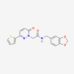 molecular formula C18H15N3O4S B2675710 N-[(2H-1,3-benzodioxol-5-yl)methyl]-2-[6-oxo-3-(thiophen-2-yl)-1,6-dihydropyridazin-1-yl]acetamide CAS No. 899946-31-7