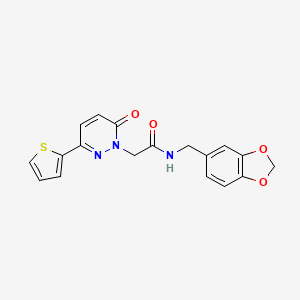 molecular formula C18H15N3O4S B2675710 N-(1,3-benzodioxol-5-ylmethyl)-2-(6-oxo-3-thiophen-2-ylpyridazin-1-yl)acetamide CAS No. 899946-31-7