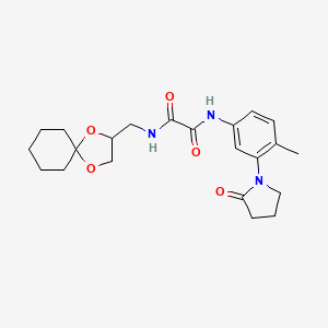 molecular formula C22H29N3O5 B2675711 N1-(1,4-dioxaspiro[4.5]decan-2-ylmethyl)-N2-(4-methyl-3-(2-oxopyrrolidin-1-yl)phenyl)oxalamide CAS No. 1251697-45-6