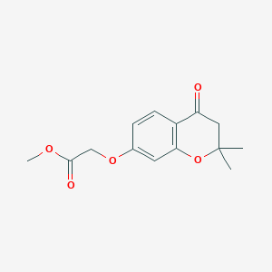 molecular formula C14H16O5 B2675727 methyl 2-[(2,2-dimethyl-4-oxo-3,4-dihydro-2H-1-benzopyran-7-yl)oxy]acetate CAS No. 123988-24-9