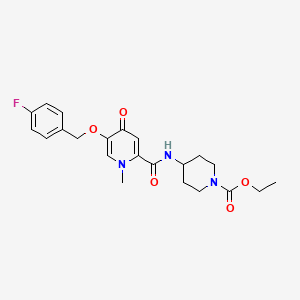 molecular formula C22H26FN3O5 B2675728 Ethyl 4-(5-((4-fluorobenzyl)oxy)-1-methyl-4-oxo-1,4-dihydropyridine-2-carboxamido)piperidine-1-carboxylate CAS No. 1021249-44-4
