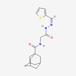 molecular formula C18H23N3O2S B2675764 (3r,5r,7r)-N-(2-氧代-2-((Z)-2-(噻吩-2-基甲亚)肼基)乙基)孔雀石-1-甲酰胺 CAS No. 1321876-58-7