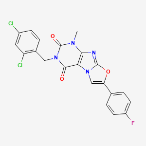 molecular formula C21H13Cl2FN4O3 B2675770 3-(2,4-dichlorobenzyl)-7-(4-fluorophenyl)-1-methyloxazolo[2,3-f]purine-2,4(1H,3H)-dione CAS No. 938790-53-5