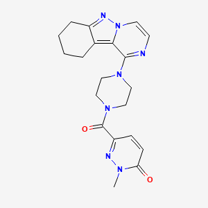 B2675778 2-methyl-6-(4-(7,8,9,10-tetrahydropyrazino[1,2-b]indazol-1-yl)piperazine-1-carbonyl)pyridazin-3(2H)-one CAS No. 2034259-79-3
