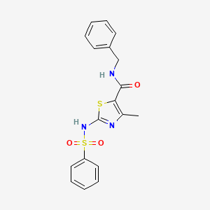 molecular formula C18H17N3O3S2 B2675786 N-benzyl-4-methyl-2-(phenylsulfonamido)thiazole-5-carboxamide CAS No. 955640-89-8