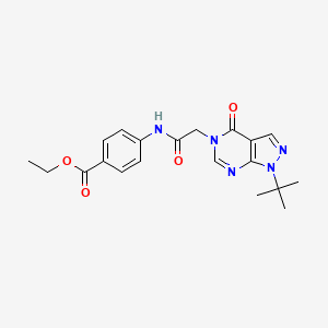 molecular formula C20H23N5O4 B2675799 ethyl 4-(2-{1-tert-butyl-4-oxo-1H,4H,5H-pyrazolo[3,4-d]pyrimidin-5-yl}acetamido)benzoate CAS No. 863447-99-8