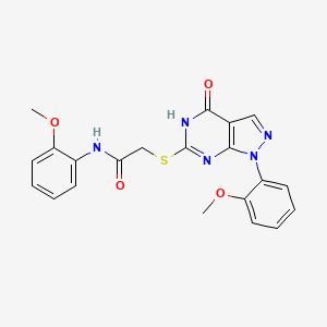 molecular formula C21H19N5O4S B2675800 N-(2-methoxyphenyl)-2-((1-(2-methoxyphenyl)-4-oxo-4,5-dihydro-1H-pyrazolo[3,4-d]pyrimidin-6-yl)thio)acetamide CAS No. 946366-34-3