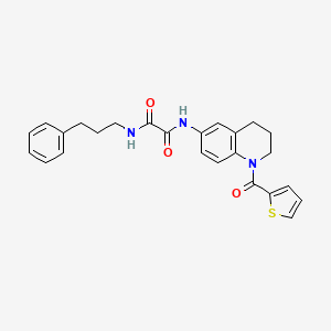 molecular formula C25H25N3O3S B2675818 N1-(3-phenylpropyl)-N2-(1-(thiophene-2-carbonyl)-1,2,3,4-tetrahydroquinolin-6-yl)oxalamide CAS No. 899964-45-5