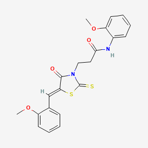 N-(2-methoxyphenyl)-3-[(5Z)-5-[(2-methoxyphenyl)methylidene]-4-oxo-2-sulfanylidene-1,3-thiazolidin-3-yl]propanamide