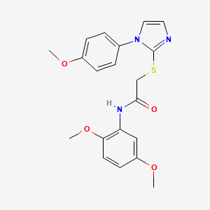 molecular formula C20H21N3O4S B2675900 N-(2,5-dimethoxyphenyl)-2-{[1-(4-methoxyphenyl)-1H-imidazol-2-yl]sulfanyl}acetamide CAS No. 688336-15-4