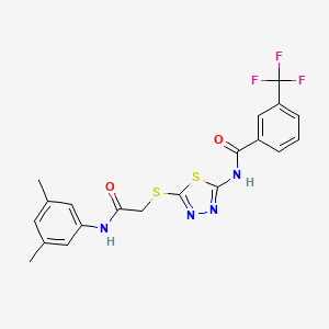 molecular formula C20H17F3N4O2S2 B2675910 N-[5-({[(3,5-dimethylphenyl)carbamoyl]methyl}sulfanyl)-1,3,4-thiadiazol-2-yl]-3-(trifluoromethyl)benzamide CAS No. 392296-45-6