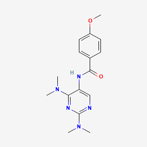 molecular formula C16H21N5O2 B2675938 N-[2,4-Bis(dimethylamino)pyrimidin-5-YL]-4-methoxybenzamide CAS No. 1448124-96-6