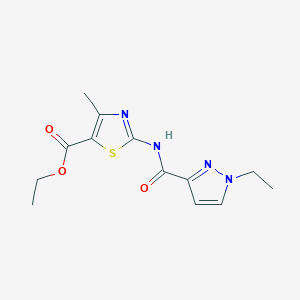molecular formula C13H16N4O3S B2675941 ethyl 2-(1-ethyl-1H-pyrazole-3-carboxamido)-4-methylthiazole-5-carboxylate CAS No. 1172978-01-6
